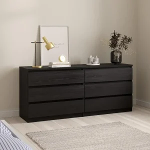 6 Drawer Black Woodgrain Freestanding Cabinet