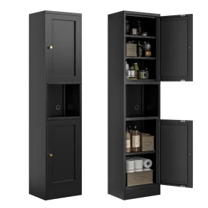 Tall Metal Cabinet, Freestanding  for Small Spaces