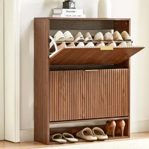 31.5''W Shoe Cabinet with 2 Flip Drawers ,Free Standing Shoe Organizer Cabinet