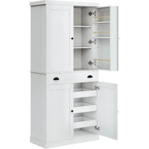 Kitchen Pantry Cabinet with Sliding Storage Rack