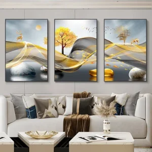 3 Pieces Abstract Landscape Wall Art Canvas Paintings