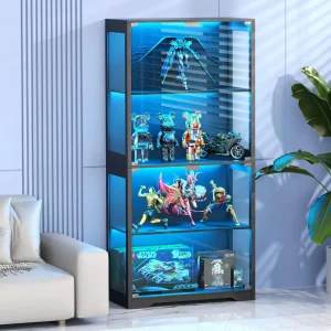 Display Cabinet with Glass Doors, 3 Color Light