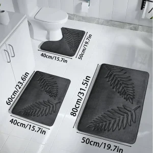 3PCS Set Nonslip Soft Quick Dry Bathroom Soft Rugs Water Absorption Dry Fast Bath Mat Machine Washable